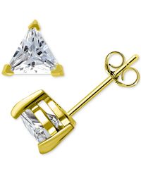 Giani Bernini Cubic Zirconia Triangle Stud Earrings In 18k Gold-plated Sterling Silver, Created For Macy's - Metallic