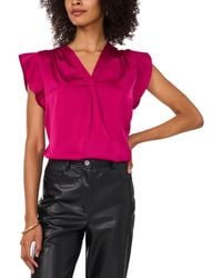 Vince Camuto - Satin Flutter-sleeve V-neck Top - Lyst
