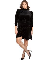Eloquii - Plus Size Velvet Mini Dress With Wrap Skirt - Lyst