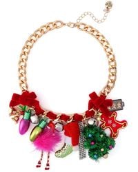 Betsey Johnson - Faux Stone Santa Baby Statement Bib Necklace - Lyst