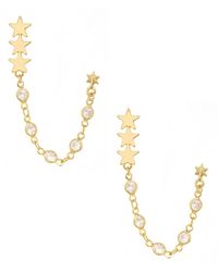 Ettika - Star Crystal Chain Double Stud Earrings - Lyst
