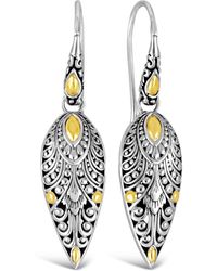 DEVATA Angel Wing Filigree Drop Earrings In Sterling Silver & 18k Gold - Metallic