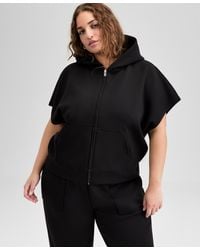 And Now This - Trendy Plus Size Cap-sleeve Scuba-knit Hoodie - Lyst