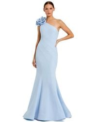 Mac Duggal - Crepe One Shoulder Mermaid Gown With 3d Flower - Lyst