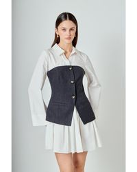 Endless Rose - Mixed Media Tweed Poplin Mini Dress - Lyst