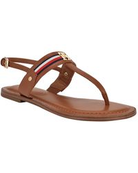 Tommy Hilfiger - Gabry Signature Stripe T-strap Flat Sandals - Lyst