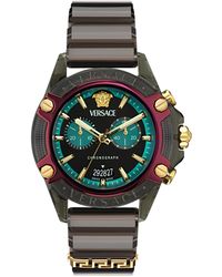 Versace - Swiss Chronograph Silicone Strap Watch 44mm - Lyst