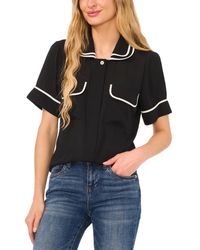 Cece - Double Collar Tipped Short Sleeve Blouse - Lyst