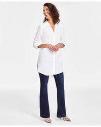 INC International Concepts - Roll-tab Button-down Long Blouse - Lyst