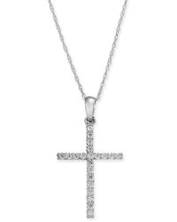 Macy's - Diamond Cross 18" Pendant Necklace (1/4 Ct. T.w.) - Lyst