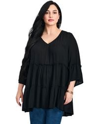 Avenue - Plus Size Amy Tiered Bell Sleeve Blouse - Lyst