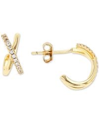 Macy's - Cubic Zirconia Crossover Extra Small huggie Hoop Earrings - Lyst