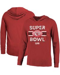 Majestic - Threads Distressed Kansas City Chiefs Super Bowl Lviii Tri-blend Soft Hand Long Sleeve Hoodie T-shirt - Lyst