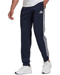 adidas Synthetic Essentials 3-stripe Woven Joggers in Blue for Men | Lyst