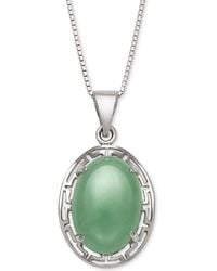 Macy's - Dyed Jadeite (10 X 14mm) Greek Key Pendant Necklace In Sterling Silver - Lyst