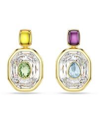 Swarovski - Chroma Gold-tone Plated Octagon Cut Drop Earrings - Lyst
