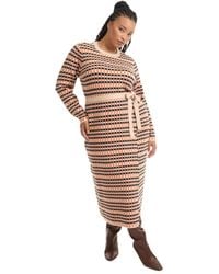 June + Vie - June + Vie Plus Size Faux Wrap Sweater Midi Dress - Lyst