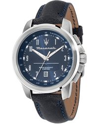 Maserati - Date Leather Watch - Lyst