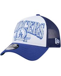 KTZ - White/royal Los Angeles Dodgers Trucker A-frame 9forty Adjustable Hat - Lyst