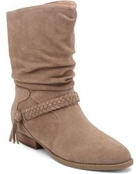 Earth - Printy Suede Ruched Pull-on Boots - Lyst