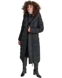 DKNY - Bibbed Shawl Collar Hooded Puffer Coat - Lyst