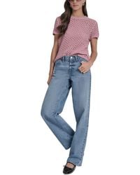 DKNY - Petite Open-stitch Crewneck Sweater - Lyst
