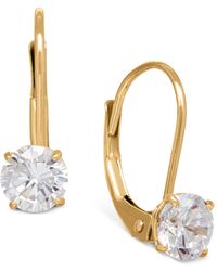 Macy's - Solitaire Cubic Zirconia Hoop Earrings In 14k Yellow, White, And Rose Gold - Lyst