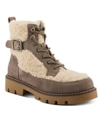 Spring Step - Azura Namiko Suede And Sherpa Bootie - Lyst