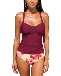 CUPSHE - V-neck Cross-back Tankini Set - Lyst