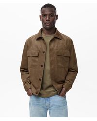 Mango - Suede Leather-effect Overshirt - Lyst