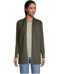 Lands' End - Cotton Open Long Sleeve Cardigan Sweater - Lyst