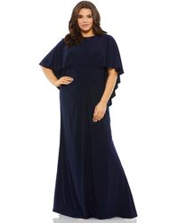 Mac Duggal - Plus Size Jersey Cape Sleeve A Line Gown - Lyst