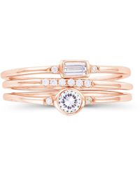 Macy's - Round And Baguette Cubic Zirconia Stacked Ring (1/2 Ct. T.w.) In 14 Karat Rose Gold Over Sterling Silver Set, 3 Piece - Lyst