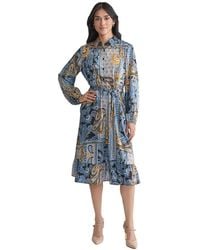 Jones New York - Collared Paisley Tie-waist Shirtdress - Lyst