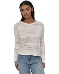 DKNY - Petite Crewneck Open-stitch Cotton Sweater - Lyst