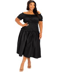 Buxom Couture - Plus Size Off Shoulder Smocked Midi Dress - Lyst
