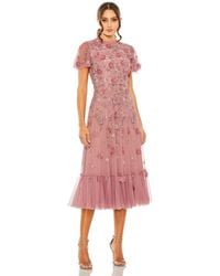 Mac Duggal - Embellished High Neck Cap Sleeve A Line Dress - Lyst