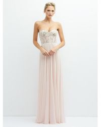 Dessy Collection - Strapless Floral Embroidered Corset Maxi Dress - Lyst