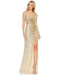Mac Duggal - Sequined Faux Wrap Sleeveless Gown - Lyst