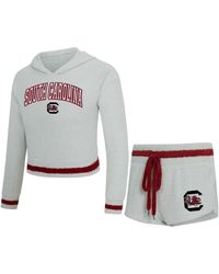 Concepts Sport - 2-piece Gray/garnet South Carolina Gamecocks Whitley Long Sleeve Hoodie Top And Shorts Set - Lyst
