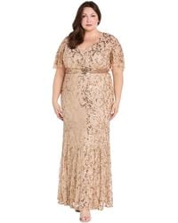 R & M Richards - Plus Size Sequin Embellished Flutter-sleeve Gown - Lyst