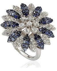SUZY LEVIAN NEW YORK - Suzy Levian Sterling Silver Sapphire & Created White Sapphire Flower Ring - Lyst