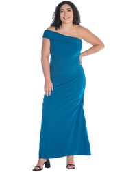 24seven Comfort Apparel - Plus Size Formal One Shoulder Ruched Mermaid Maxi Dress - Lyst