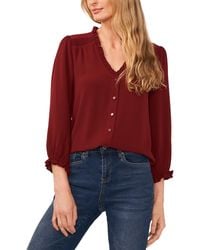 Cece - Ruffled Button-front 3/4-sleeve Blouse - Lyst