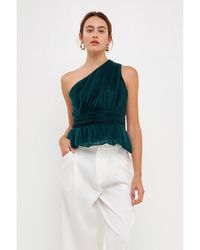 Endless Rose - One Shoulder Shirred Tulle Top - Lyst