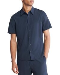Calvin Klein - Short Sleeve Seersucker Button-front Shirt - Lyst