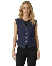 Modenaire - Denim Button-front Patch Pocket Vest - Lyst