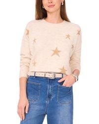 Vince Camuto - Cozy Crewneck Star Print Dropped Shoulder Sweater - Lyst