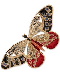Anne Klein - Gold-tone Enamel Crystal Butterfly Pin - Lyst