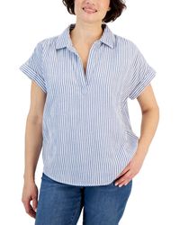 Style & Co. - Striped Cotton Gauze Popover Shirt - Lyst